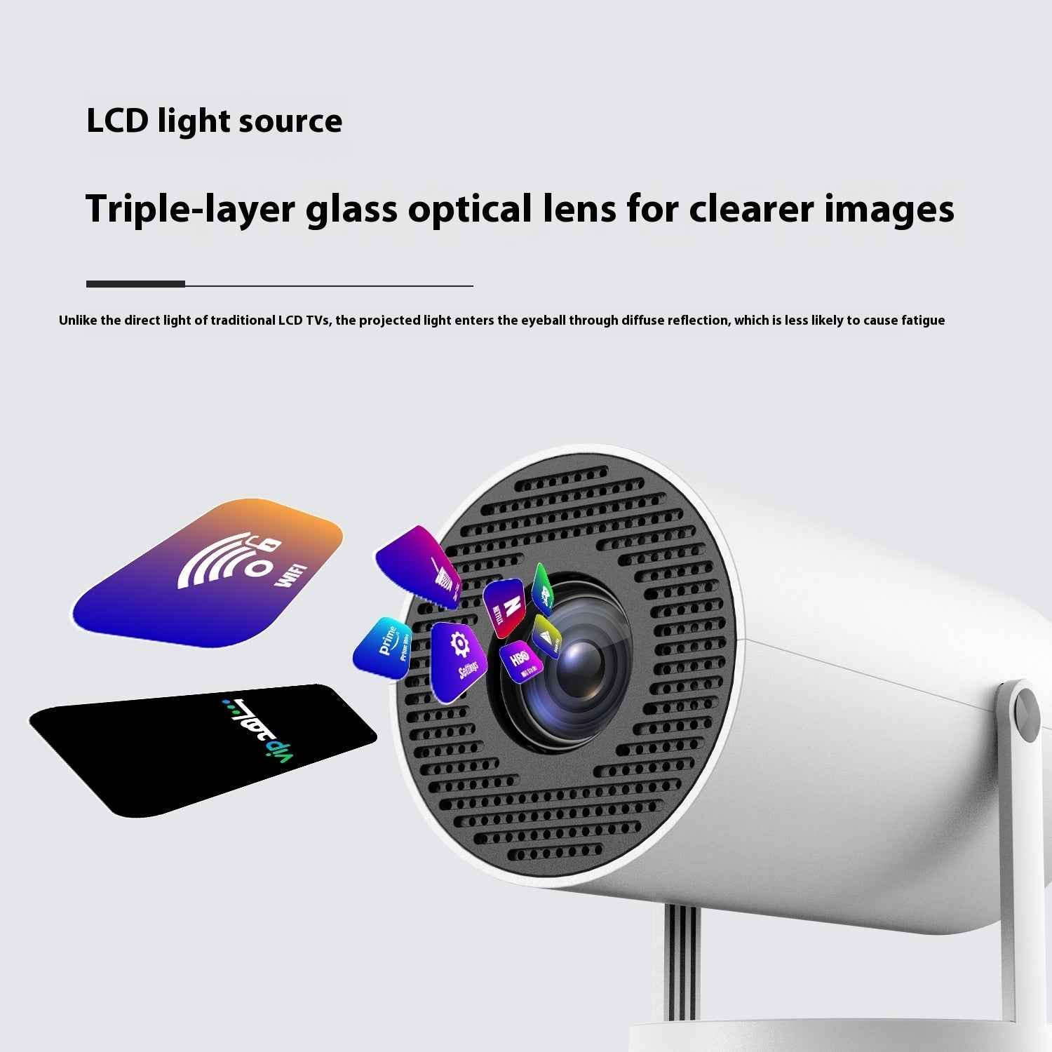 Portable Home Projector - Small Straight Projector with 180 Degrees Projection Angle and Automatic Focus for Home Use