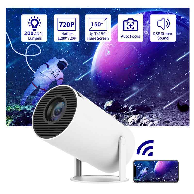 Portable Home Projector - Small Straight Projector with 180 Degrees Projection Angle and Automatic Focus for Home Use