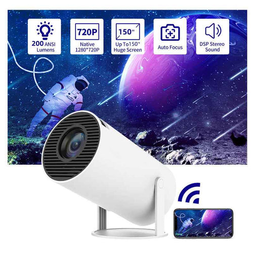 Portable Home Projector - Small Straight Projector with 180 Degrees Projection Angle and Automatic Focus for Home Use